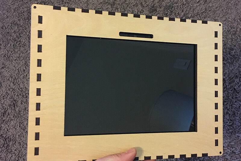 laser cut wood surface tablet case front
