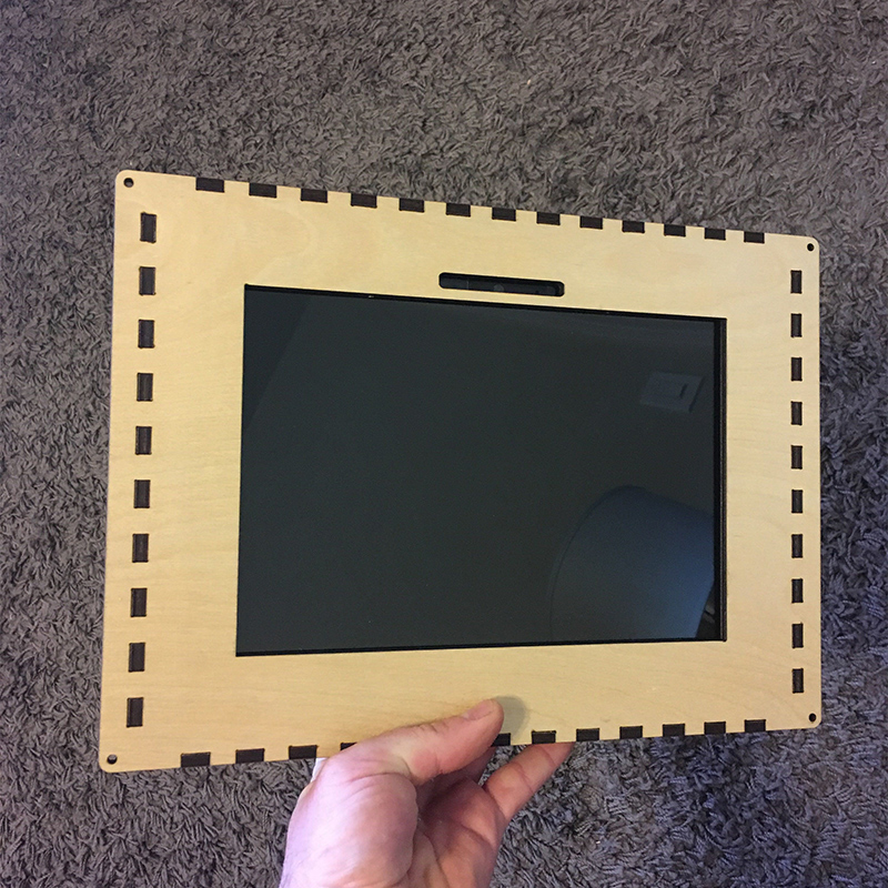 laser cut wood surface tablet case front