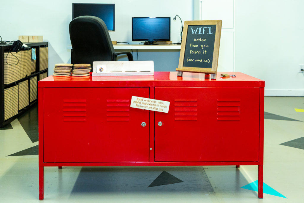 Desk Workspace and Electronic Storage Cabinet