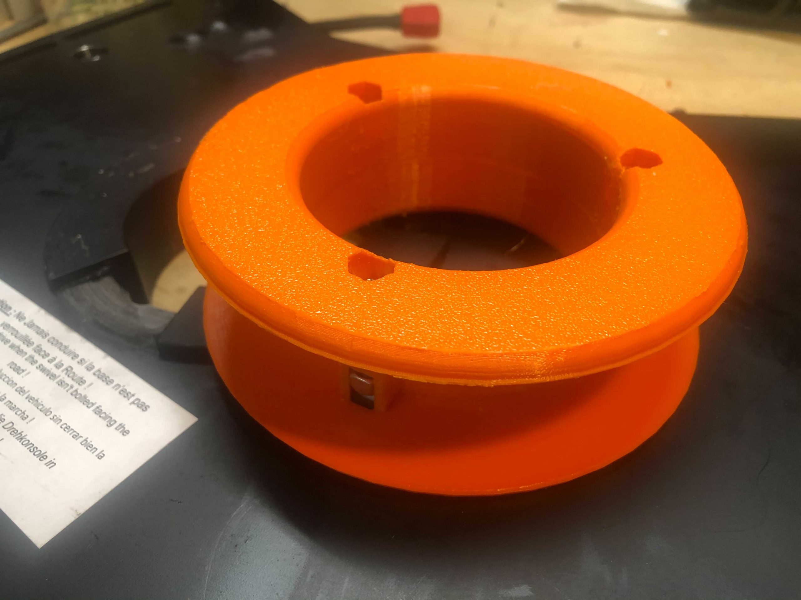 3D printed swivel bushing used in the seat