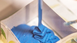 pouring blue silcone