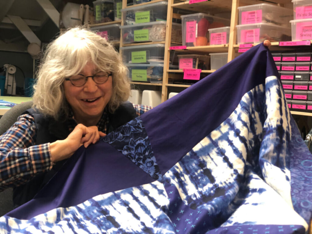 Terry with indigo quilt