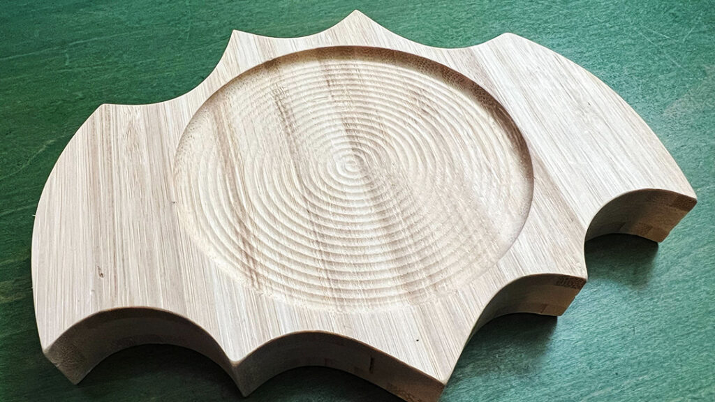 CNC carved wooden bat coaster
