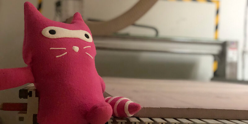 Pink plushy on CNC Router