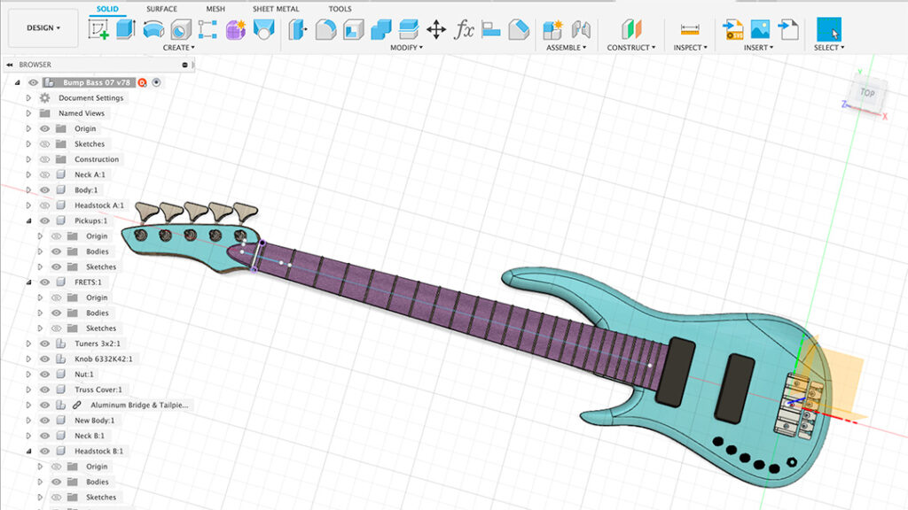 Cad/Cam rendered guitar