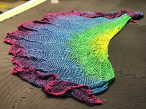 Gradient shawl on black foam mat