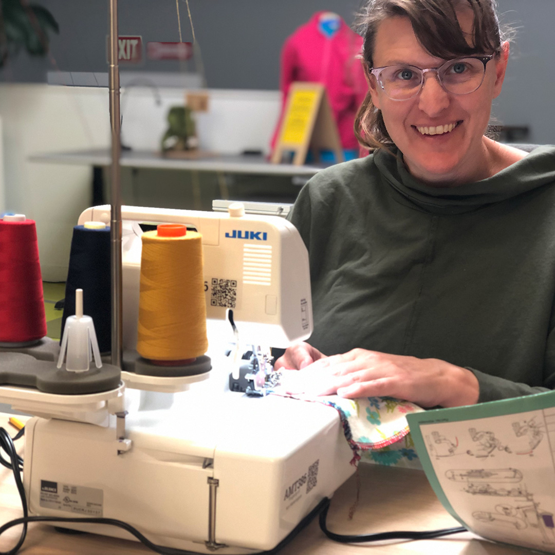 Person smiling, serger