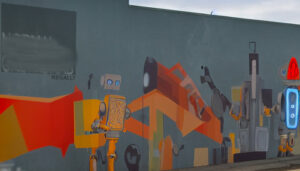 AI generated Robot version of a local mural.