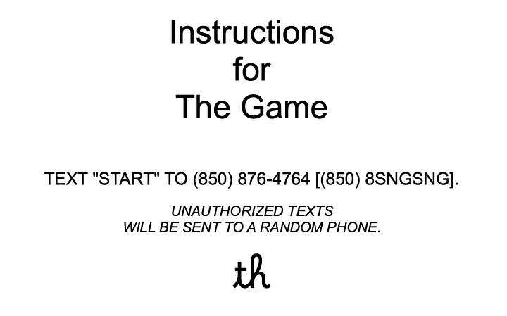 "Instructions for The Game"