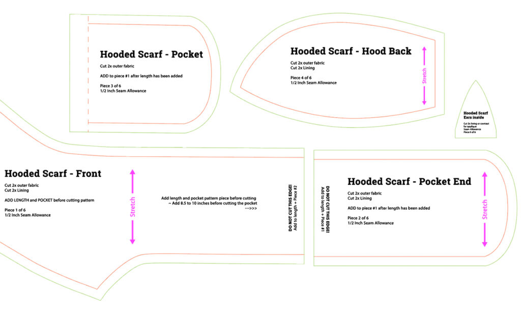 line drawing of pattern pieces